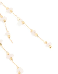 Gold Plated Rose Quartz Layered Drop Earrings