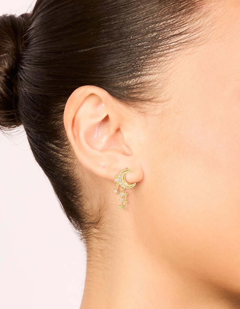 Boucles d’oreilles cubiques célestes en zircone plaquées or