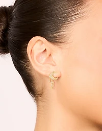 Boucles d’oreilles cubiques célestes en zircone plaquées or