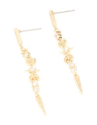 Gold Plated Cubic Zirconia Celestial Linear Earrings