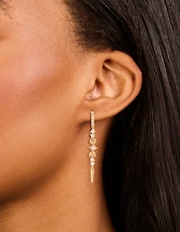 Gold Plated Cubic Zirconia Celestial Linear Earrings