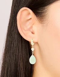 Boucles d’oreilles semi-précieuses en zircones cubiques en zircone plaquées or