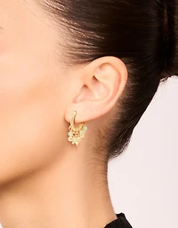 Boucles d’oreilles Huggie en pierre semi-précieuse verte plaquées or