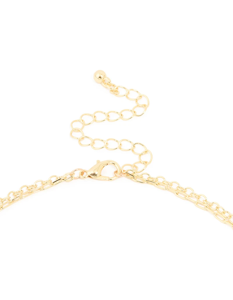 Gold Plated Rose Quartz Layered Necklace