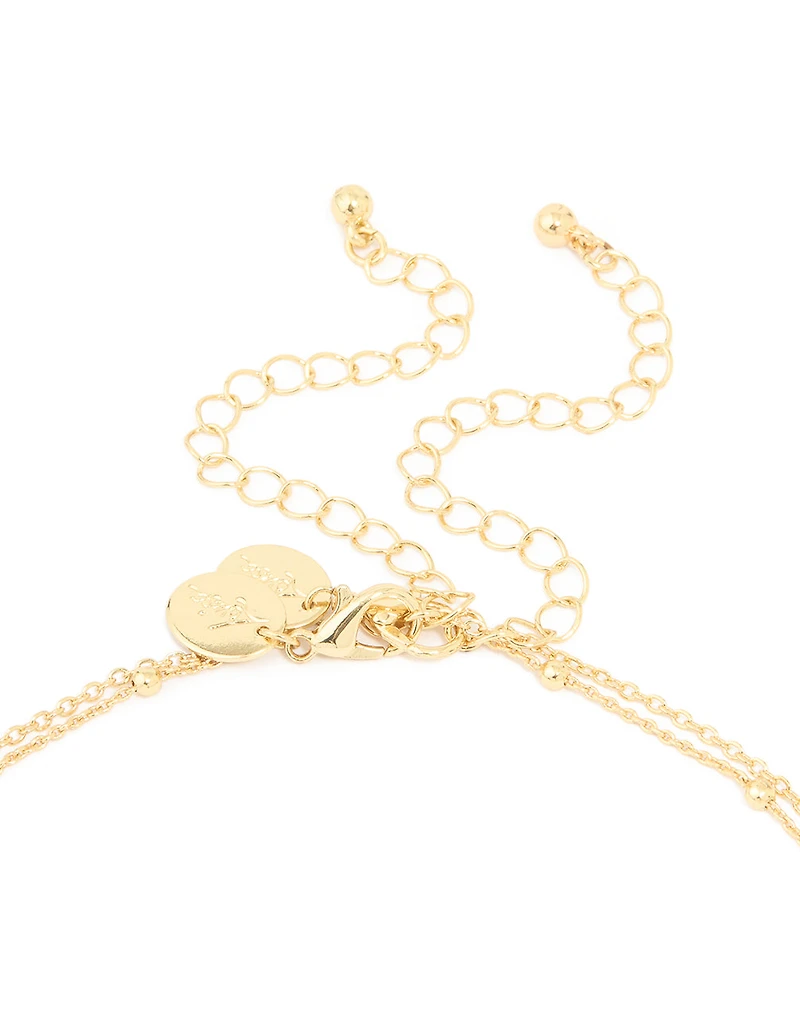 Gold Plated Celestial Charms Layered Necklace