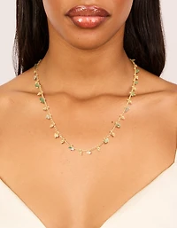 Gold Plated Multicoloured Semi Precious Stone Droplet Necklace