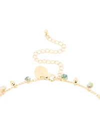 Gold Plated Multicoloured Semi Precious Stone Droplet Necklace