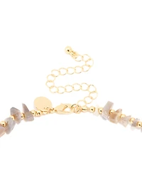 Gold Plated Mixed Semi Precious Stone Pearl Chip Necklace