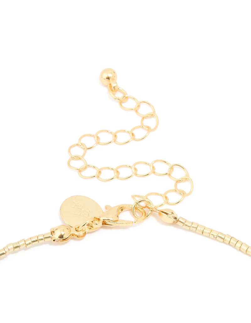 Gold Plated Rose Quartz & Bead Necklace