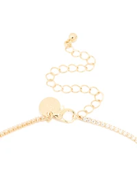 Gold Plated Cubic Zirconia Oval Green Semi Precious Stone Cup Chain Necklace