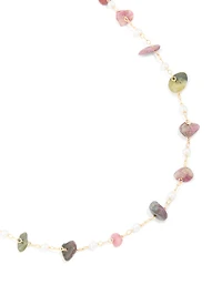Gold Plated Semi Precious Stones & Pearls Alternating Necklace
