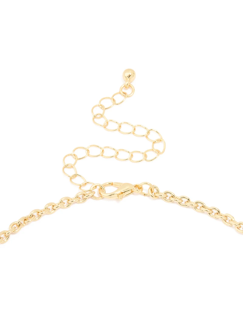 Gold Plated Multicoloured Semi Precious Stone Disc & Droplet Necklace