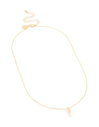 Gold Plated Rose Quartz & Cubic Zirconia Pendant Necklace