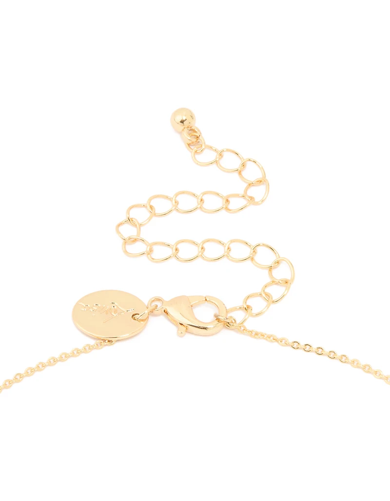 Gold Plated Rose Quartz & Cubic Zirconia Pendant Necklace