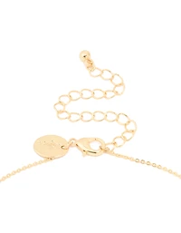 Gold Plated Rose Quartz & Cubic Zirconia Pendant Necklace