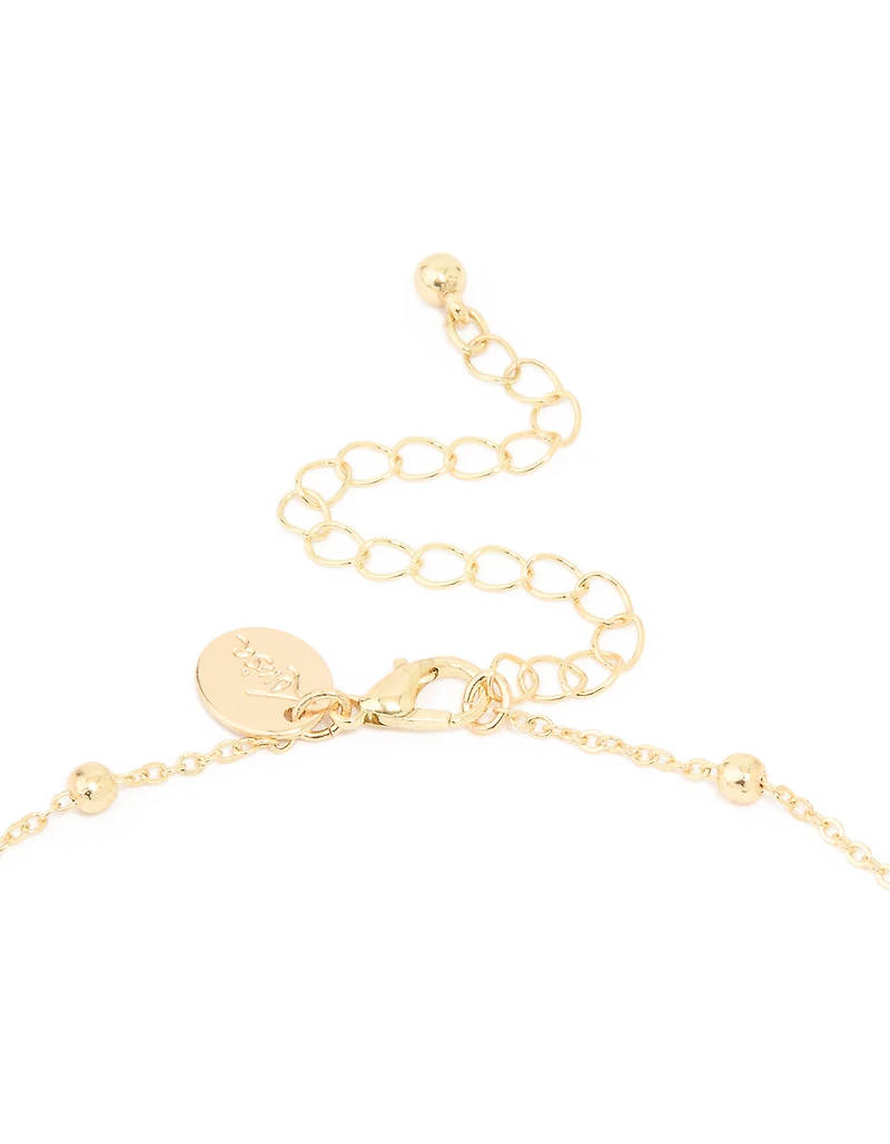 Gold Plated Freshwater Pearl & Green Semi Precious Stone Chip Y-Necklace