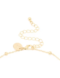 Gold Plated Freshwater Pearl & Green Semi Precious Stone Chip Y-Necklace