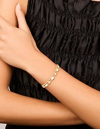 Bracelets cubiques en zircone et chaîne d’eau douce plaqués or