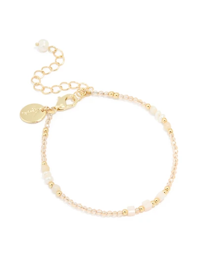 Gold Plated Freshwater Pearl Dainty Beaded Bracelet