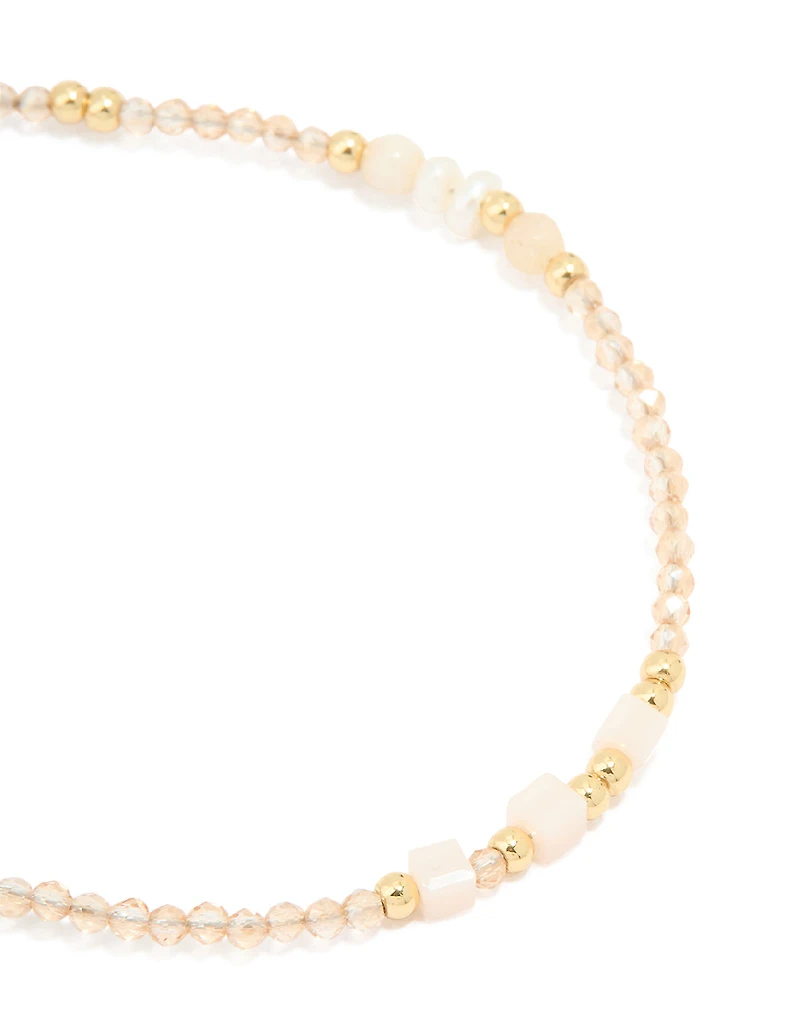 Gold Plated Freshwater Pearl Dainty Beaded Bracelet