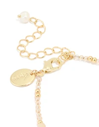 Gold Plated Freshwater Pearl Dainty Beaded Bracelet