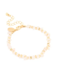 Gold Plated Rose Quartz Disc Bracelet