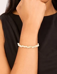 Bracelet disque en quartz rose plaqué or