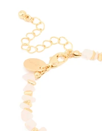 Gold Plated Rose Quartz Disc Bracelet