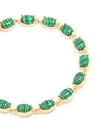 Gold Plated Emerald Semi Precious Stone Oval Bracelet