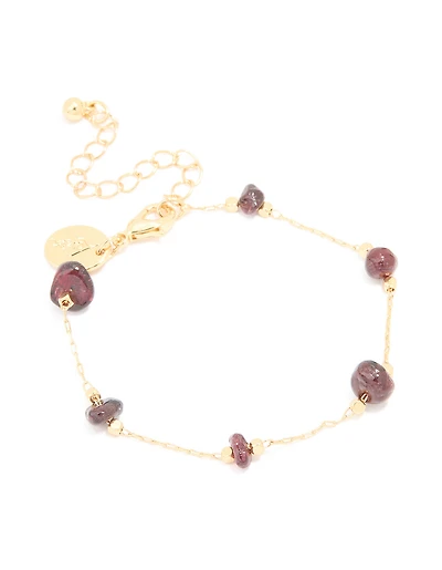 Gold Plated Multicoloured Medium Semi Precious Stone Chip Bracelet