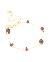 Gold Plated Multicoloured Medium Semi Precious Stone Chip Bracelet