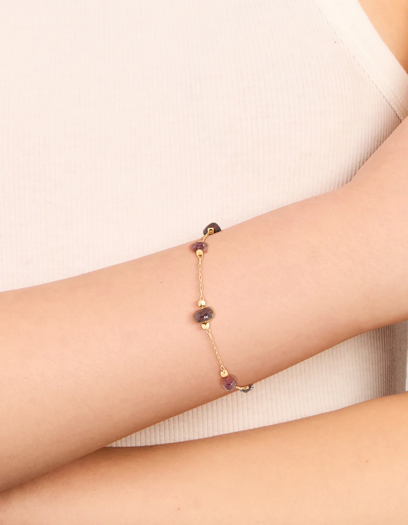 Gold Plated Multicoloured Medium Semi Precious Stone Chip Bracelet