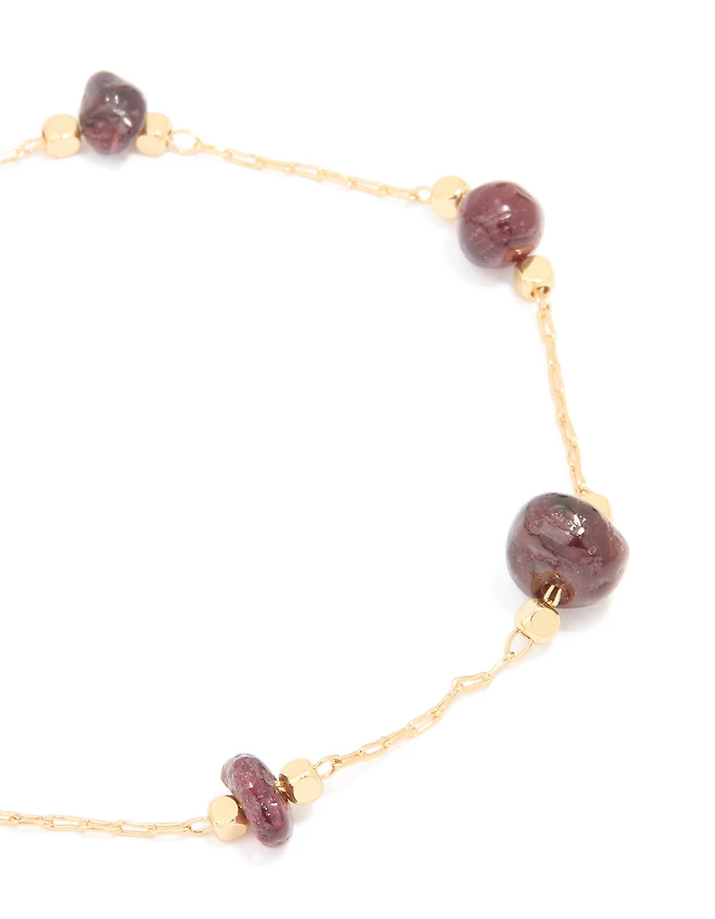 Gold Plated Multicoloured Medium Semi Precious Stone Chip Bracelet
