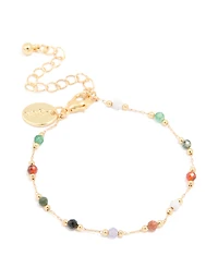Gold Plated Multicoloured Semi Precious Stone Beaded Bracelet