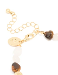 Gold Plated Rose Quartz & Tigers Eye Bracelet