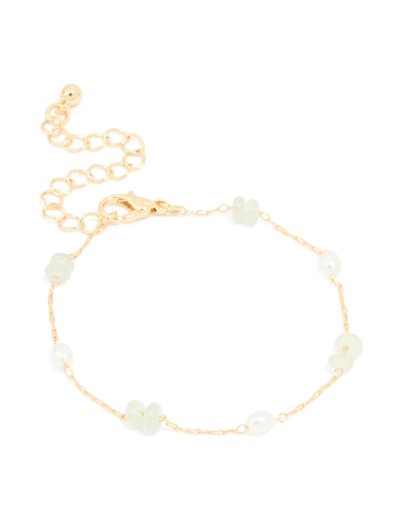 Gold Plated Pearl & Semi Precious Stone Bracelet