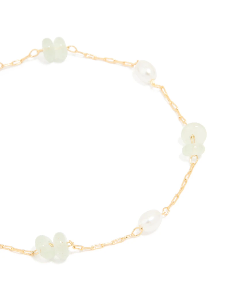 Gold Plated Pearl & Semi Precious Stone Bracelet