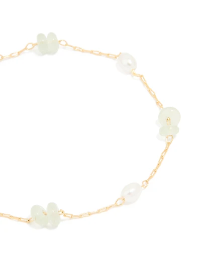 Gold Plated Pearl & Semi Precious Stone Bracelet