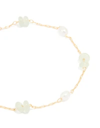 Gold Plated Pearl & Semi Precious Stone Bracelet
