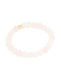 Gold Plated Round Rose Quartz Stretch Bracelet