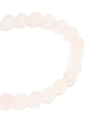 Gold Plated Round Rose Quartz Stretch Bracelet