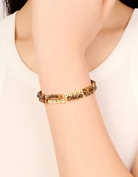 Gold Plated Tigers Eye Stretch Bracelets 2-Pack