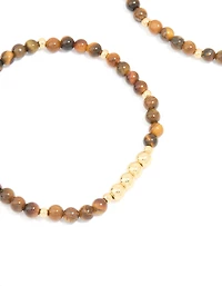 Bracelets stretch Tigers Eye plaqués or en pack de 2
