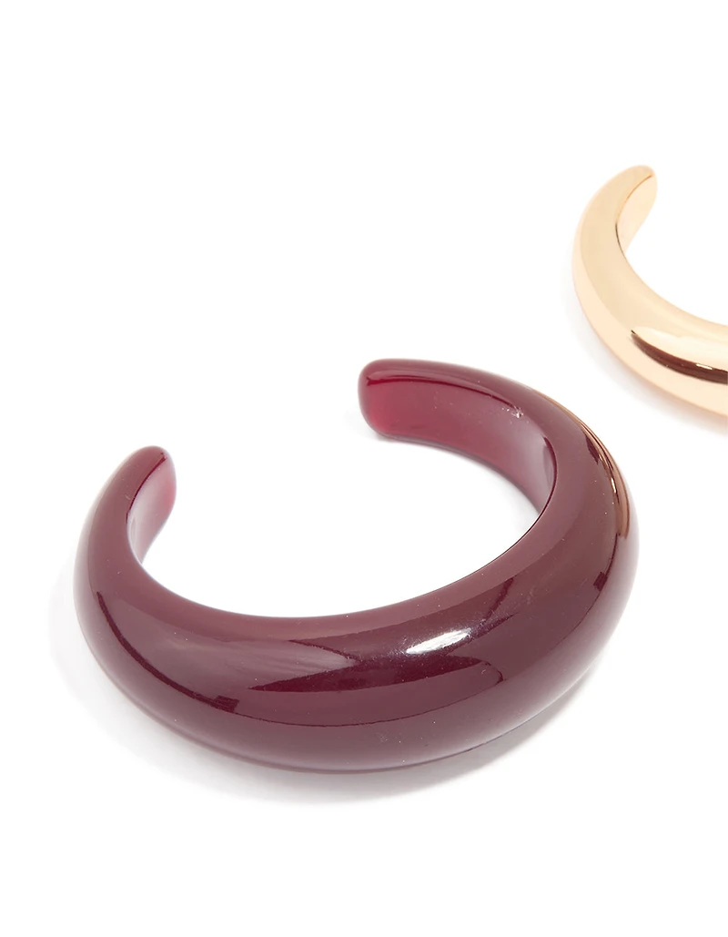 Gold & Dark Red Acrylic Bubble Wrist Cuffs 2-Pack