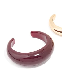 Gold & Dark Red Acrylic Bubble Wrist Cuffs 2-Pack