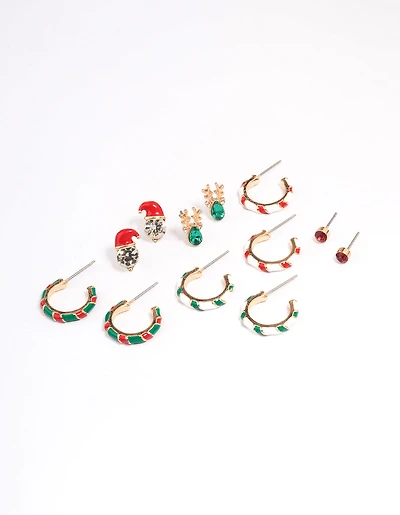 Gold Candy Cane Earrings 6-Pack