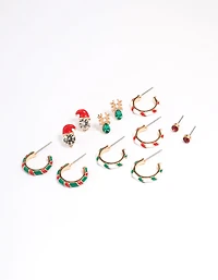 Gold Candy Cane Earrings 6-Pack