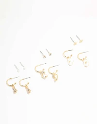 Paquet de 6 boucles d’oreilles d’hiver Diamante dorées