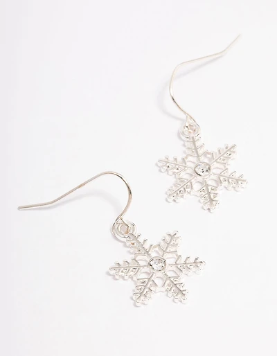 Boucles d’oreilles en flocon de neige en argent Diamante