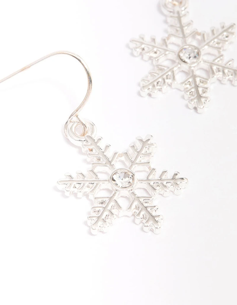 Boucles d’oreilles en flocon de neige en argent Diamante